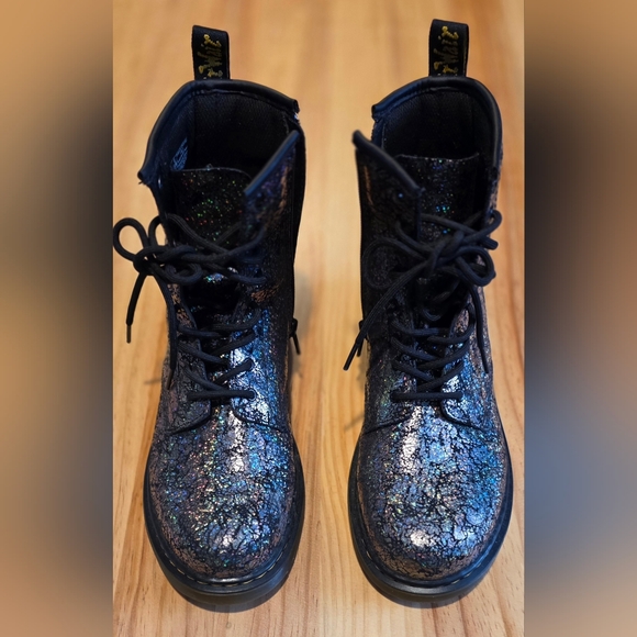 Dr. Martens Black Glitter Combat Boots - Picture 1 of 8